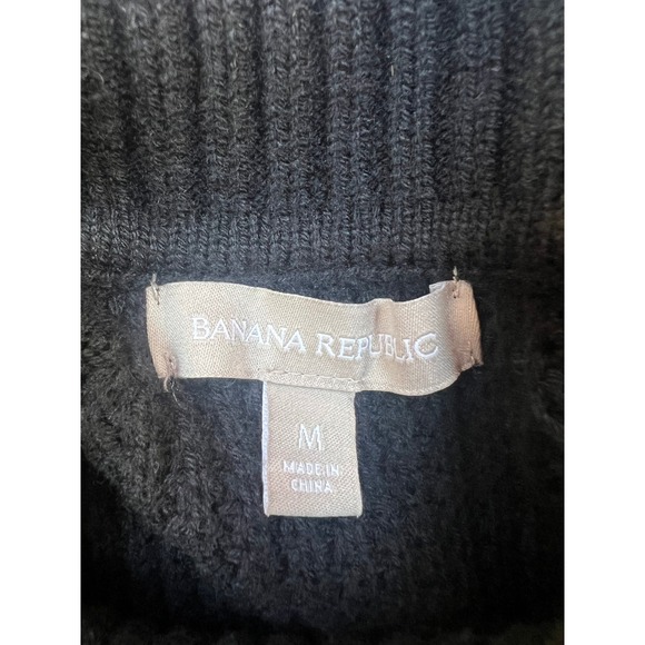 Banana Republic Women's Black Waffle Knit Long Sleeve Turtleneck Top - Picture 4 of 5